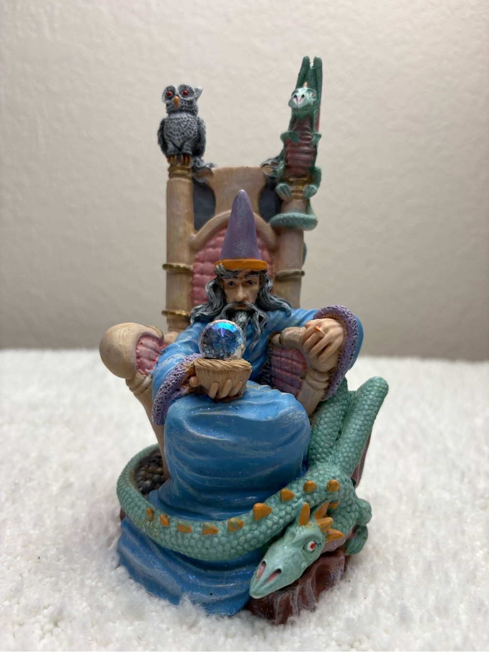 Vintage Resin Wizard on Throne Figurine Produced by Spoontiques-7” Tall